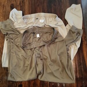 XGO Men's Beige and Gray Long Underwear Leggings Made In The USA SZ L Exc Cond